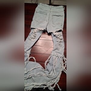 Distressed Light Blue Women's Straight Leg Jeans